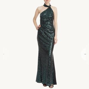 Badgley Mischka Green Sequin Maxi Dress